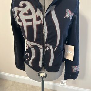 Woman’s Raw Hoodie. Beautiful art work! NWT. Made in USA